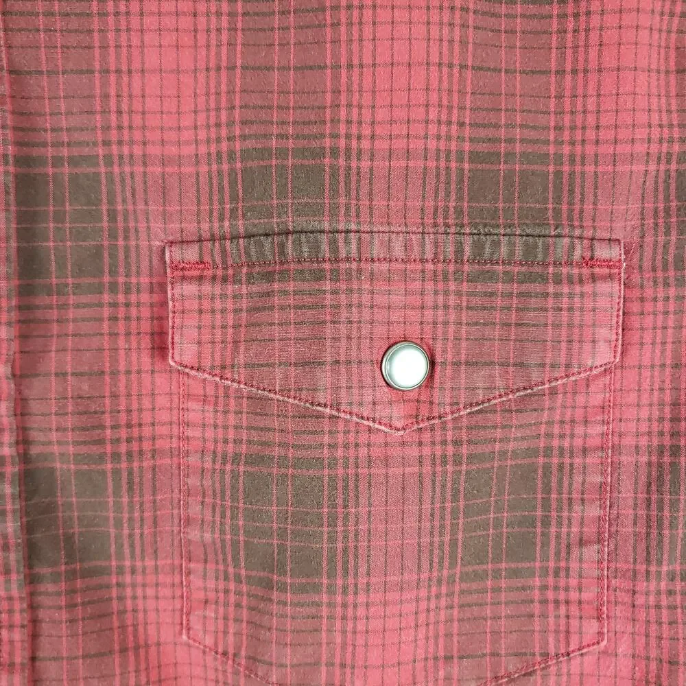 Banana Republic Men's M Slim Fit Button Down Plaid Dress Shirt‎ Dark Red Classic
